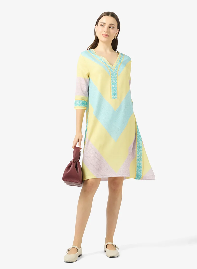 Ginger V Neck Stripe Kaftan Beach Dress